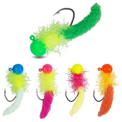 Jigs de marabú atados a mano – pluma ultraligera para pesca en hielo