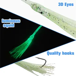 Señuelos luminosos pre-atados anti-mordida pulpo-calamar para anguila
