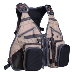 Chaleco de pesca con bolsillos y mochila de malla para accesorios