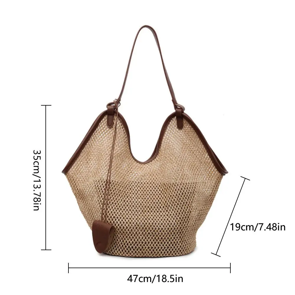 Bolso de playa tejido de paja con diseño hueco y gran capacidad - imagen 5