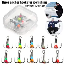 Anzuelos para pesca en hielo de tres mandíbulas - acero al carbono