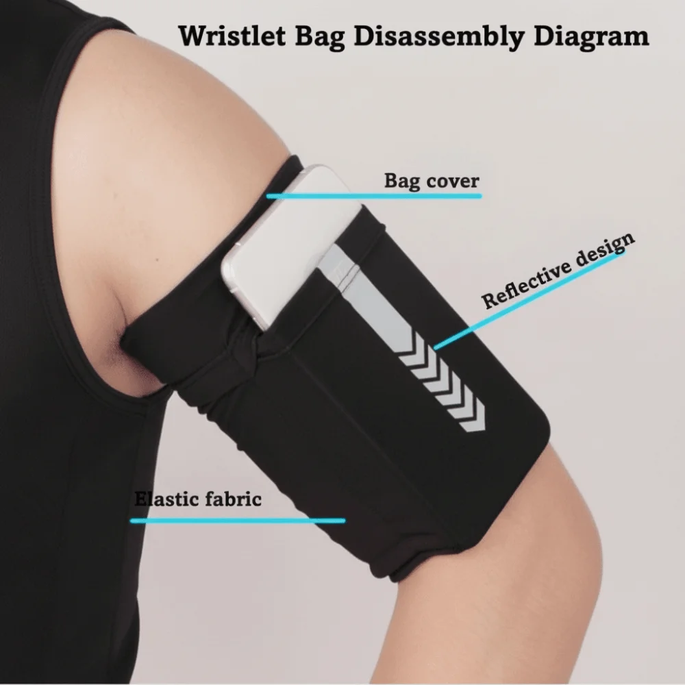 Bolsa de brazo elástica deportiva con bolsillo transpirable y correa