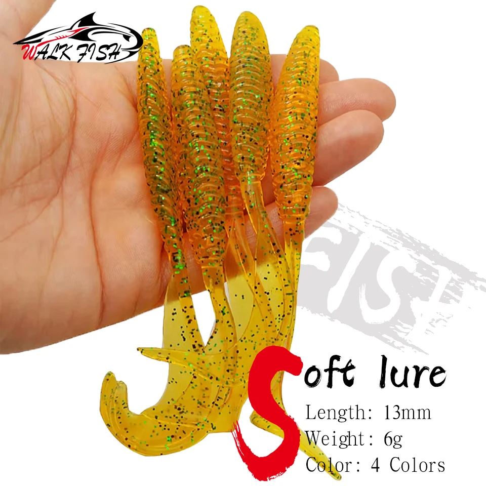 WALK FISH Señuelos blandos cola larga rosca tipo lombriz para lubina - imagen 3