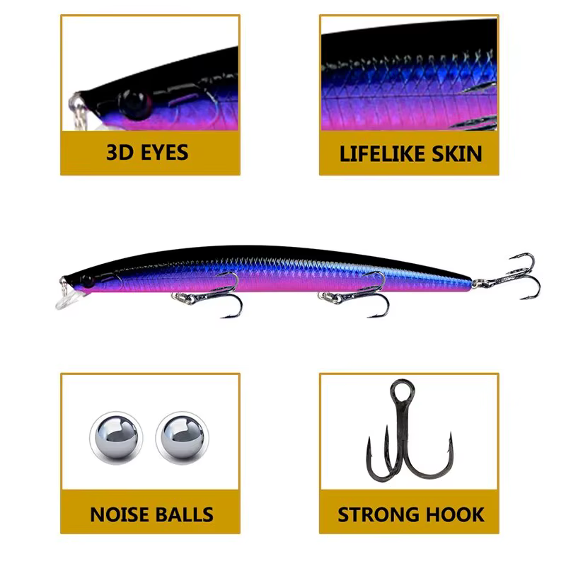 Señuelo Minnow láser 18cm 24g con ojos 3D y anzuelos afilados - imagen 4