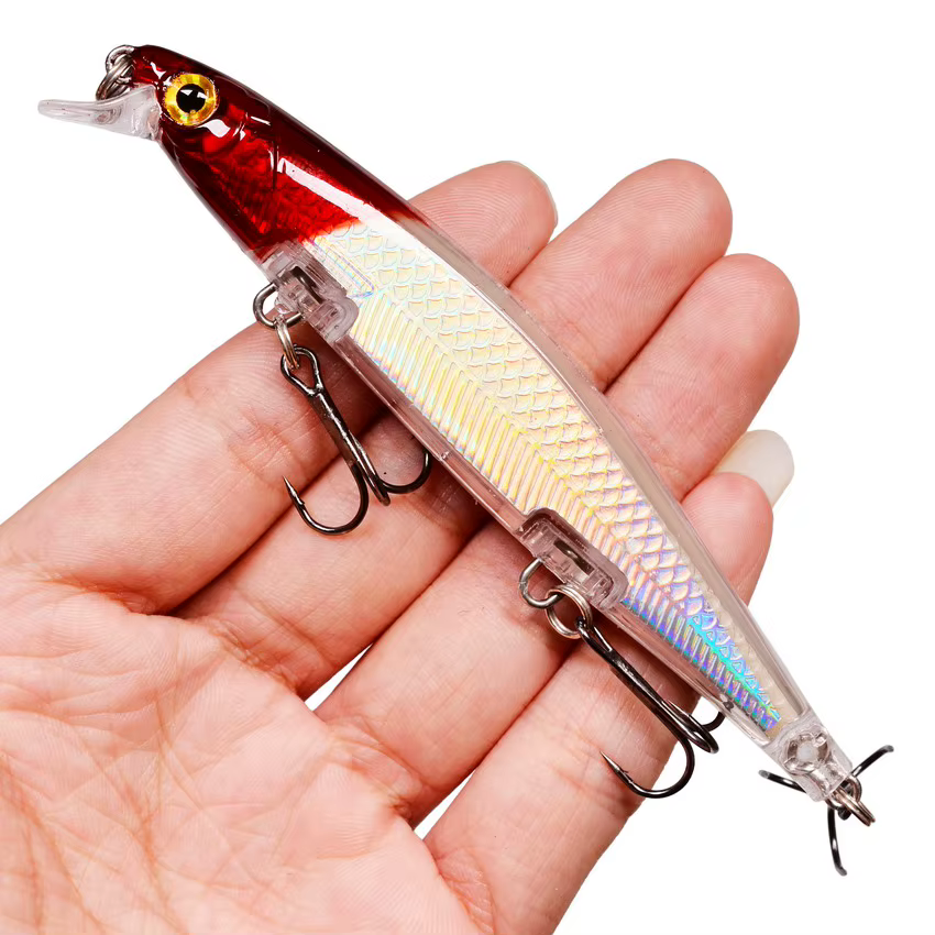 Wobbler Minnow con acabado láser y ojos 3D para lucio - imagen 4