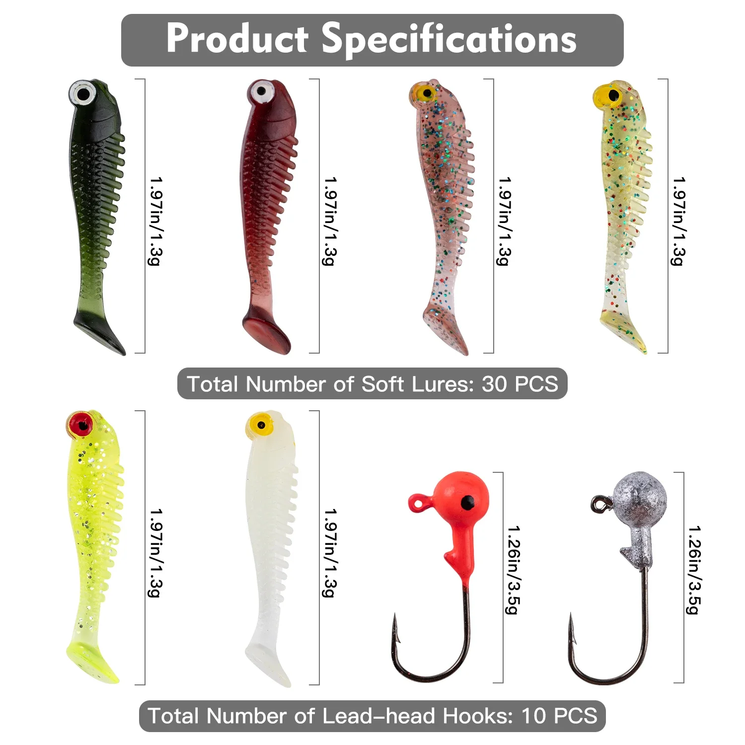 Goture señuelos blandos con jig head y vinilo para pesca - imagen 2