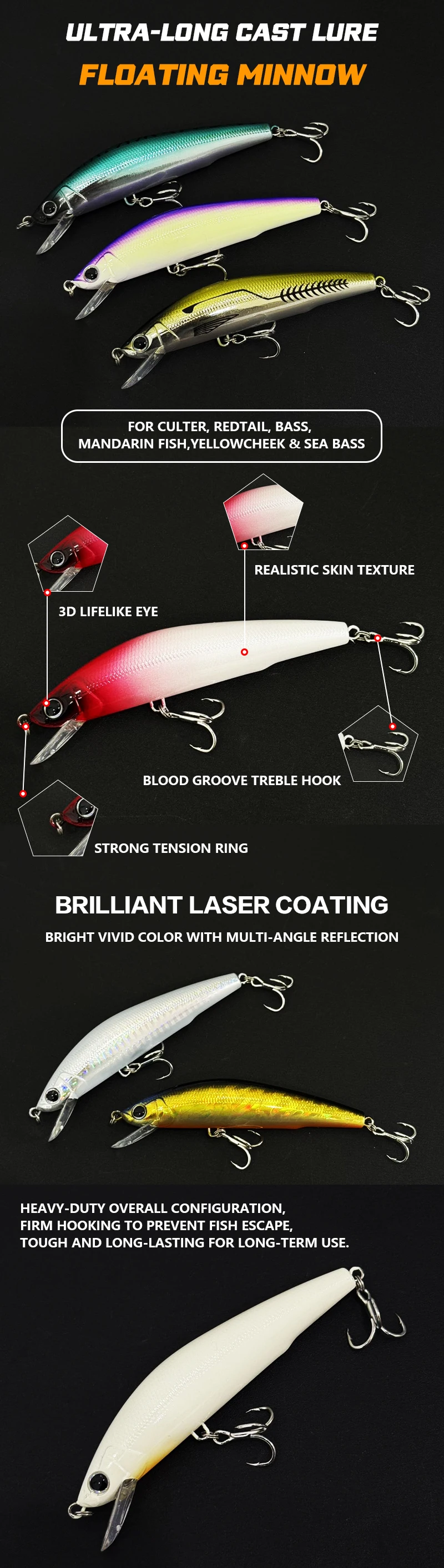 Crankbait artificial para depredadores