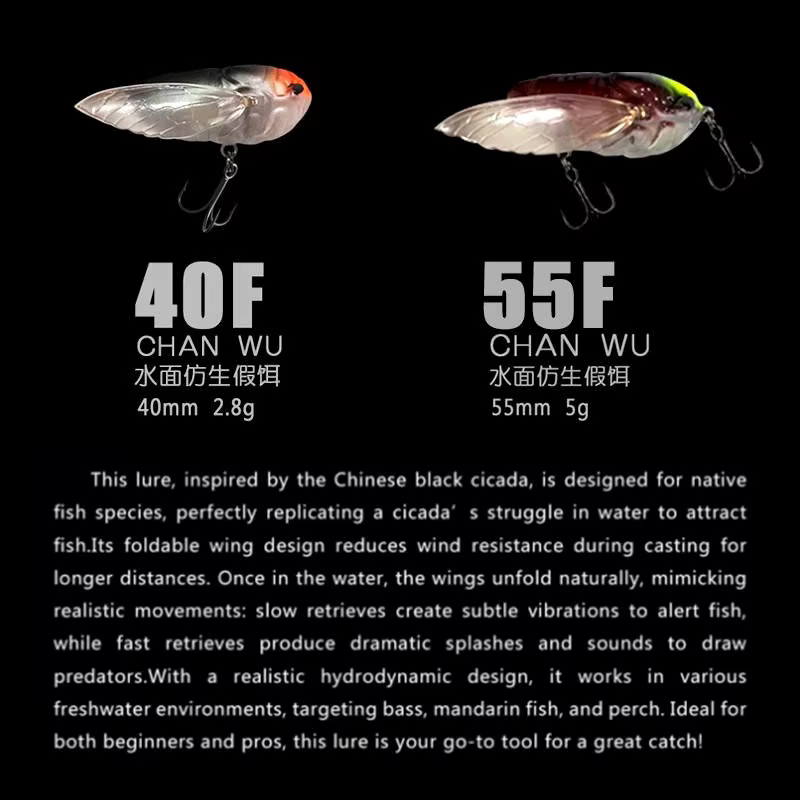 ChanWu Wobbler 55F – Señuelo de superficie para perca - imagen 3