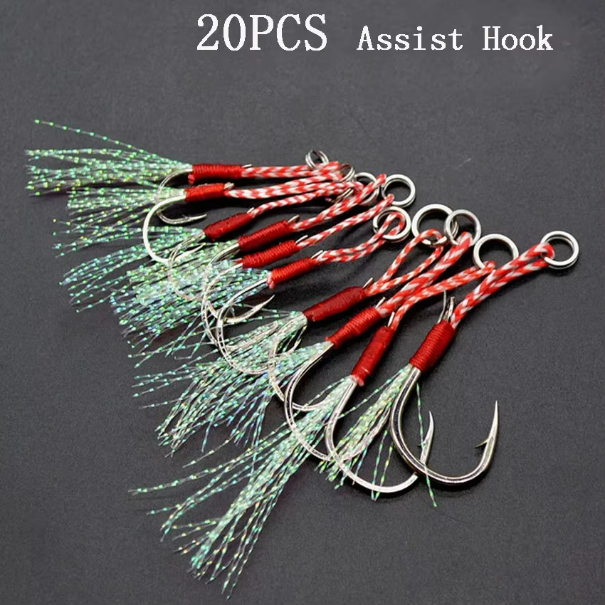 Señuelo Jigging Lento con anzuelos de asistencia pluma – Acero carbono - imagen 3