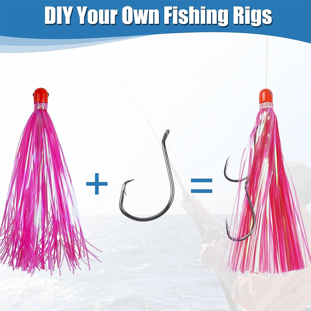 Teaser Jig Head Mylar Flash Bucktail para pesca de agua salada