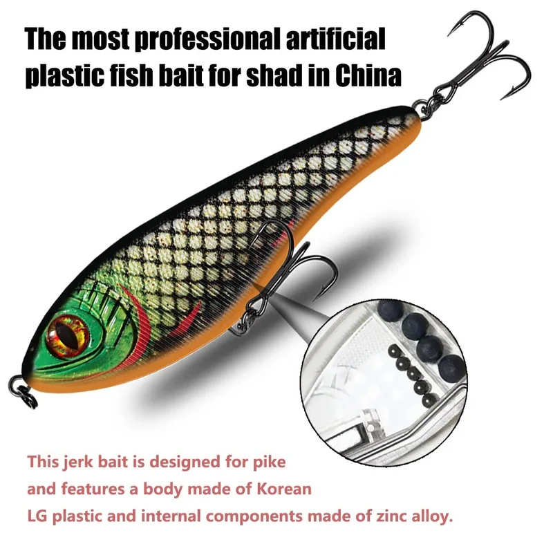 Señuelo Lucio Jerkbait con Ojos 3D – Duro y resistente - imagen 2
