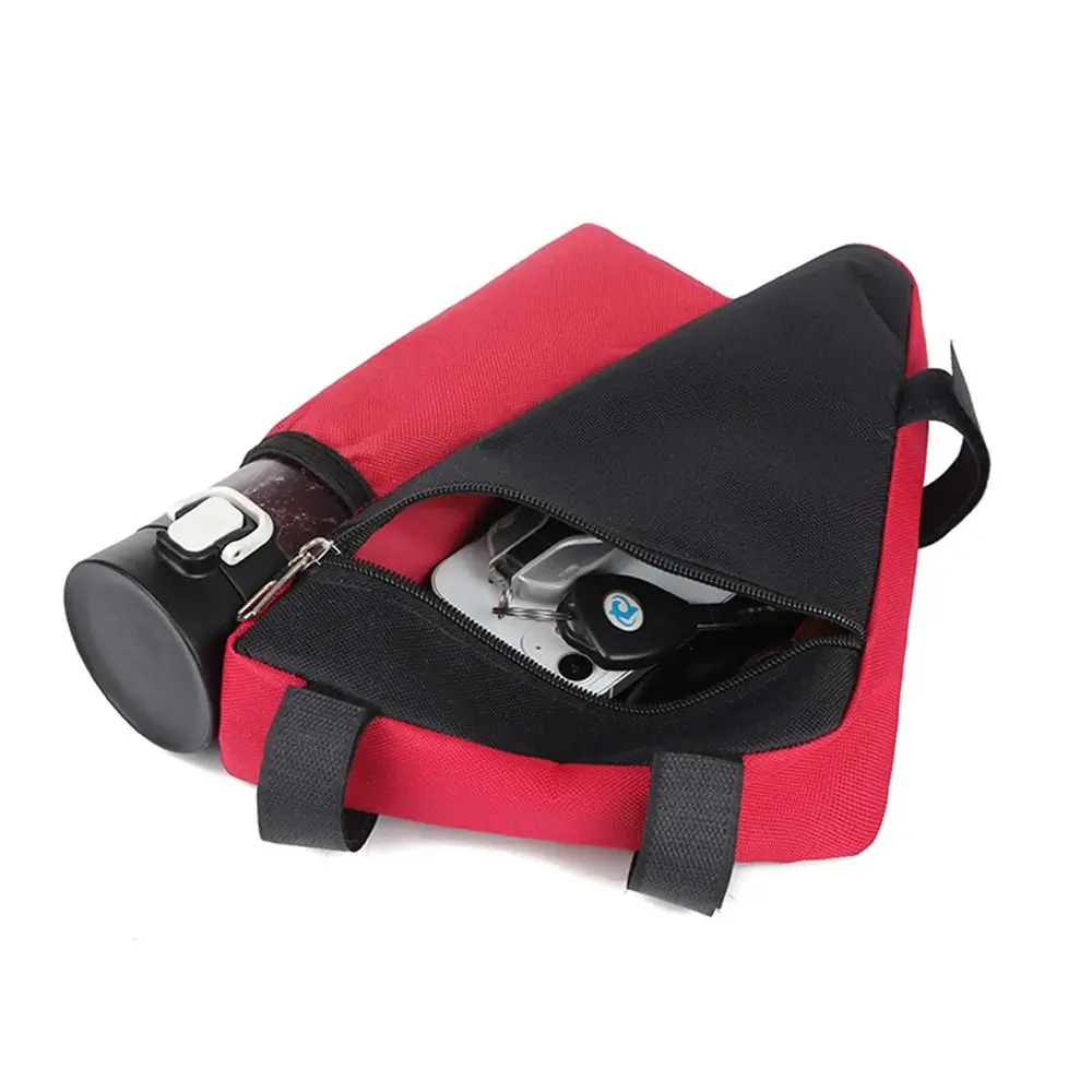 Bolsa impermeable triangular para bicicleta con bolsillo portabidón