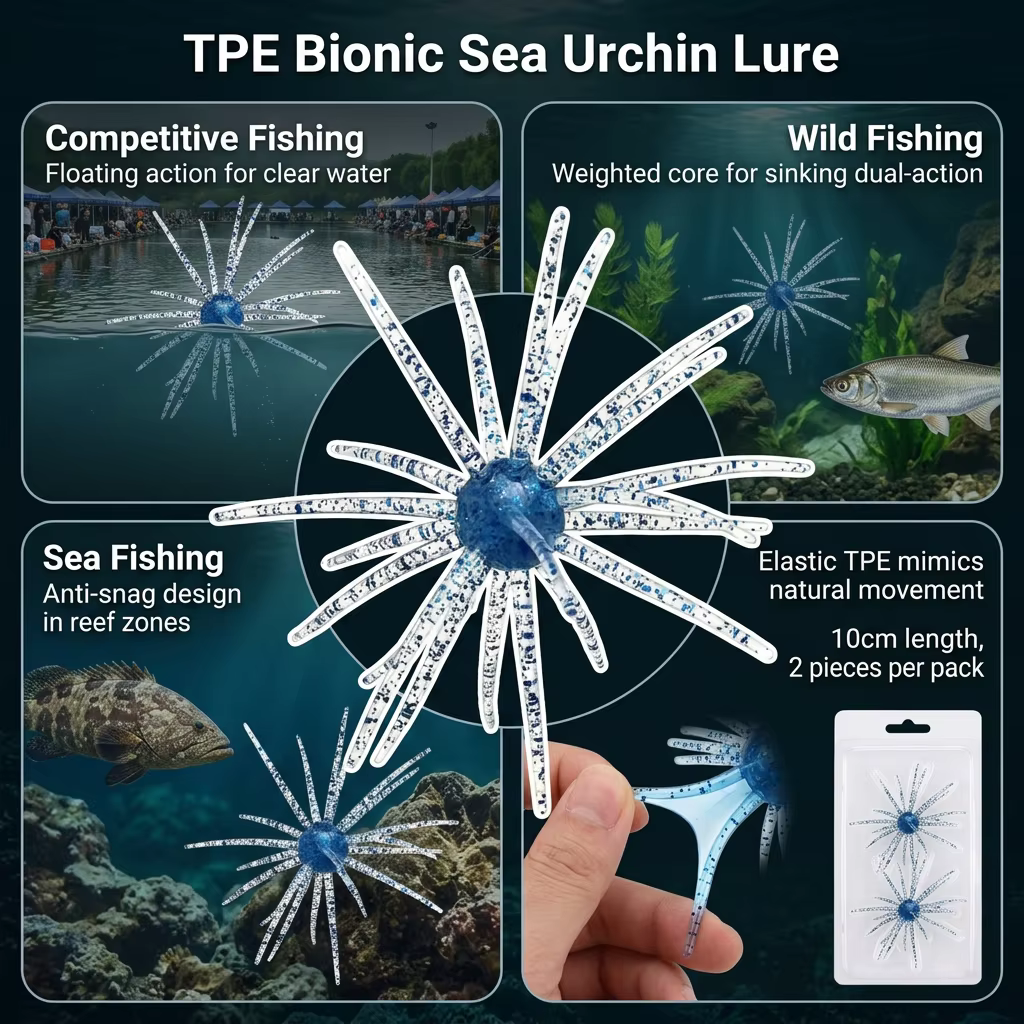 Señuelo blando biónico forma de erizo de mar TPE DKSHETOY
