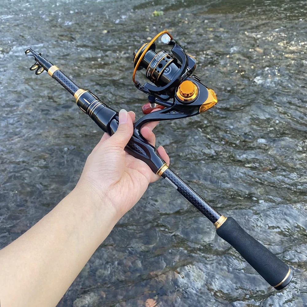 Combo caña telescópica y carrete baitcasting para jigging de viaje