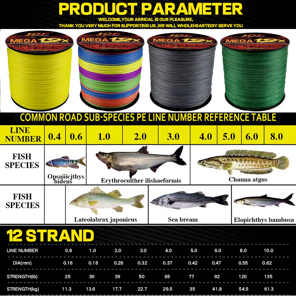 JOF Sedal Trenzado 12 Hebras para Pesca de Carpa y Mar - imagen 5
