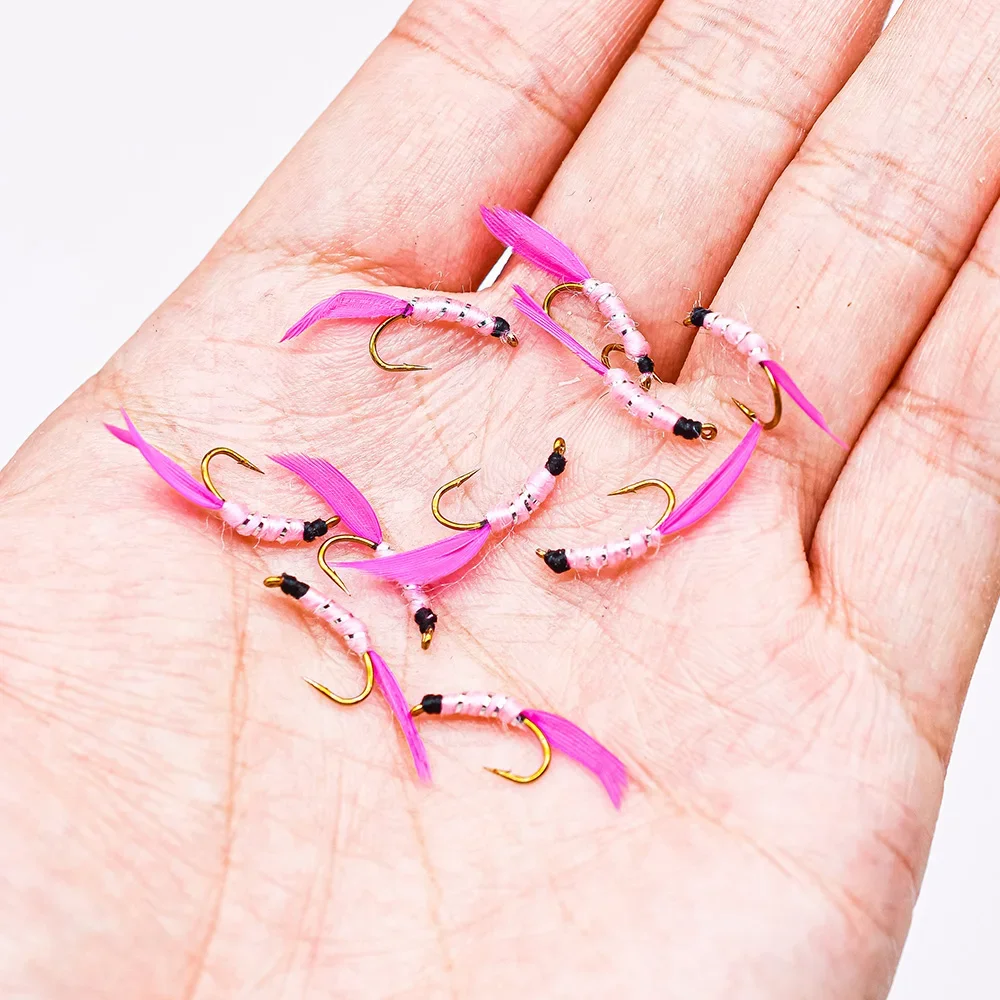MNFT Moscas Secas Mayfly - Patrón cebra, rosa y plata brillante - imagen 2