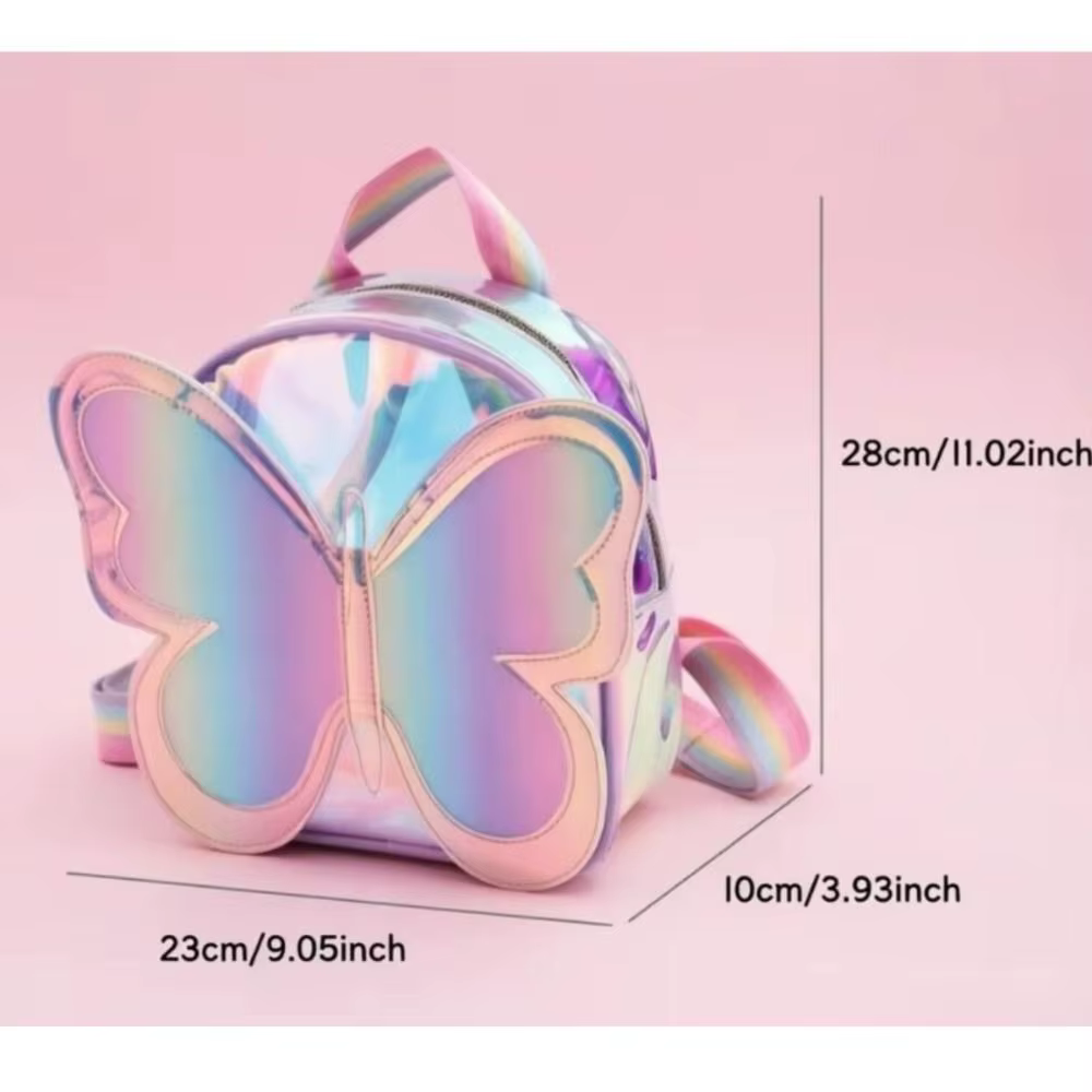 Mochila escolar infantil con diseño de mariposa láser