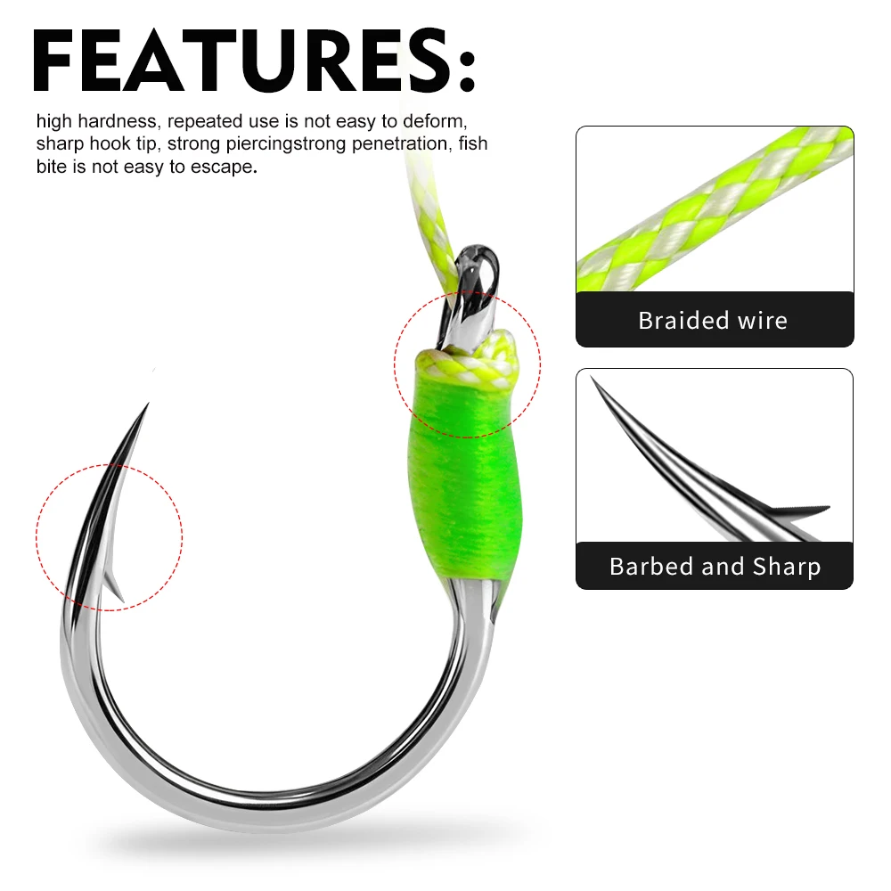 Anzuelos Slow Jig para Lubina con faldones de silicona y plumas - imagen 4
