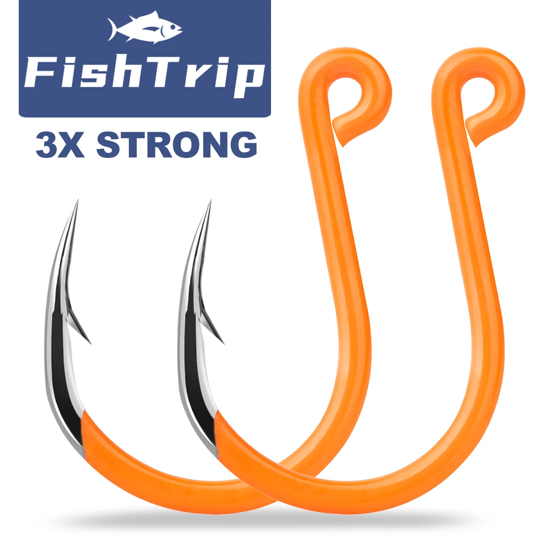 FishTrip anzuelo de círculo – Acero al carbono, UV naranja para jigging