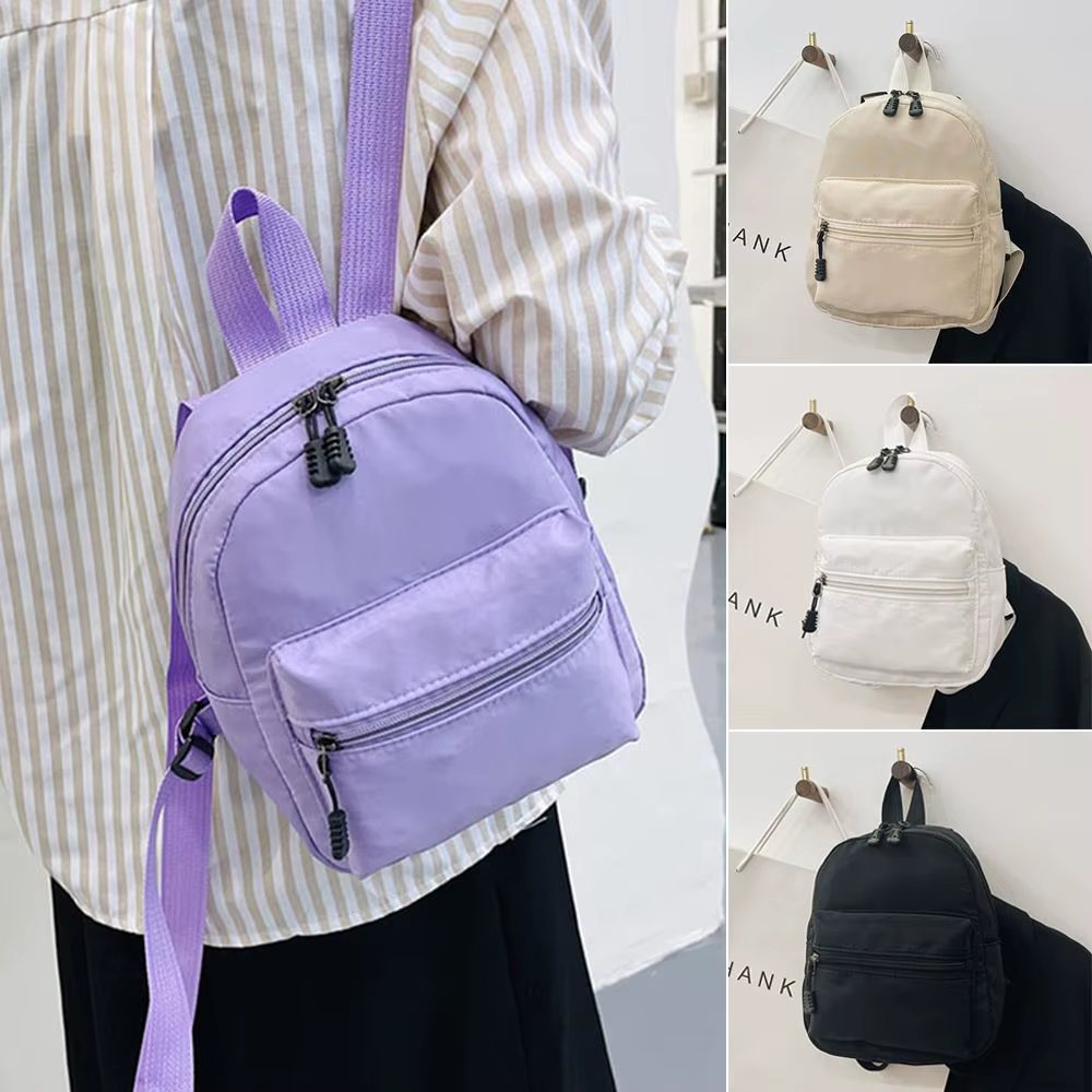 Mini Mochila Blanca de Nailon para Mujer – Bolso Escolar Compacto y Informal - imagen 4