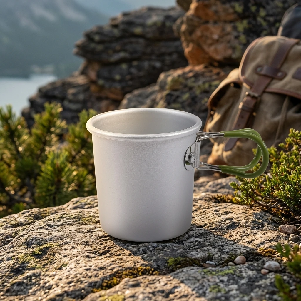 Taza plegable en aluminio para camping