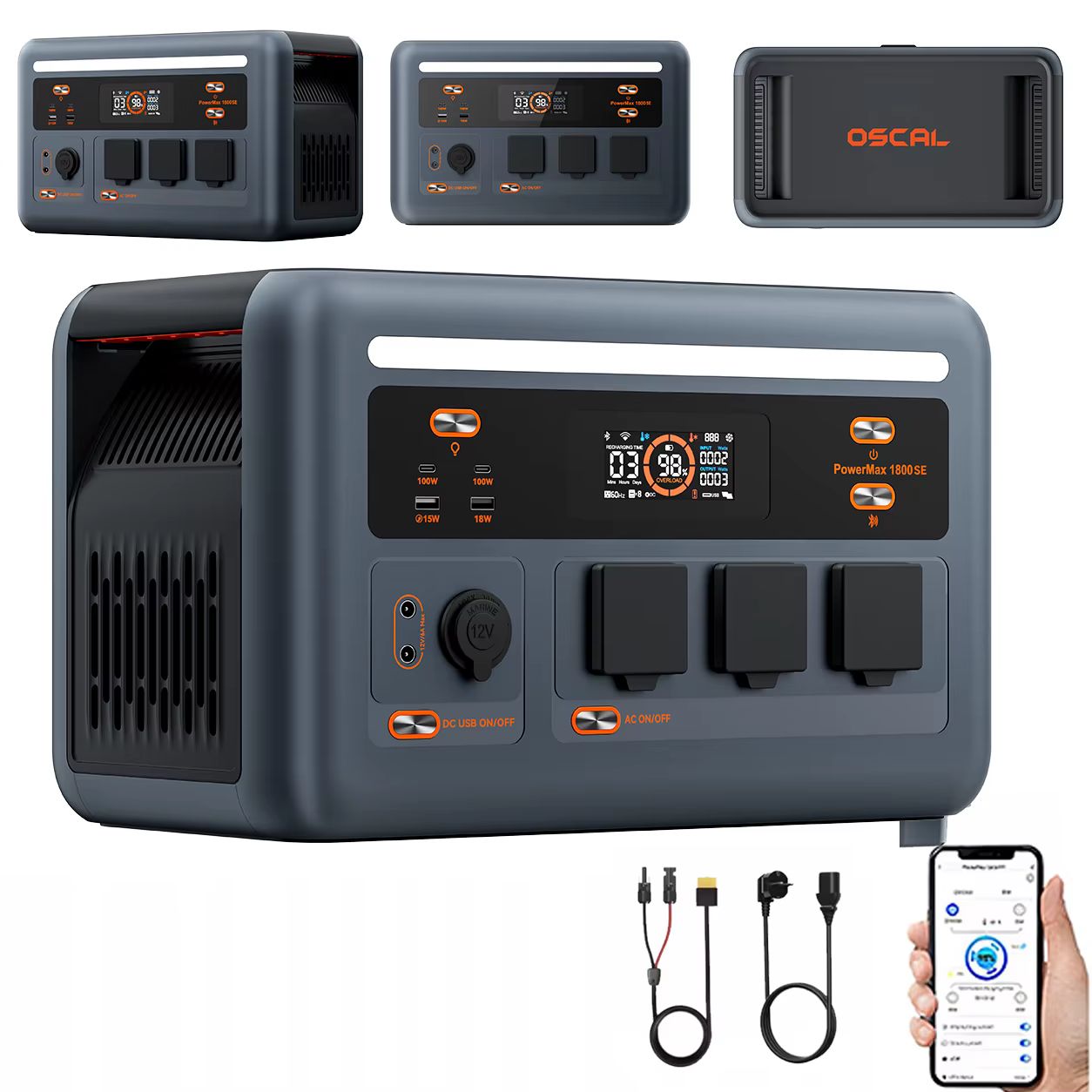 Estación de Energía OSCAL P1800 SE – 1800W Solar Portátil para Camping