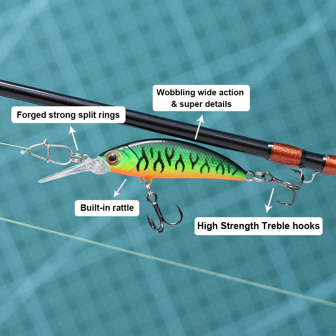 Crankbait Minnow 9KM dorado – Señuelo de buceo profundo para spinning - imagen 3