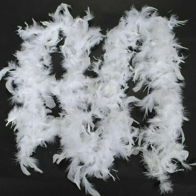 Boa de plumas naturales blanca para decoración y manualidades
