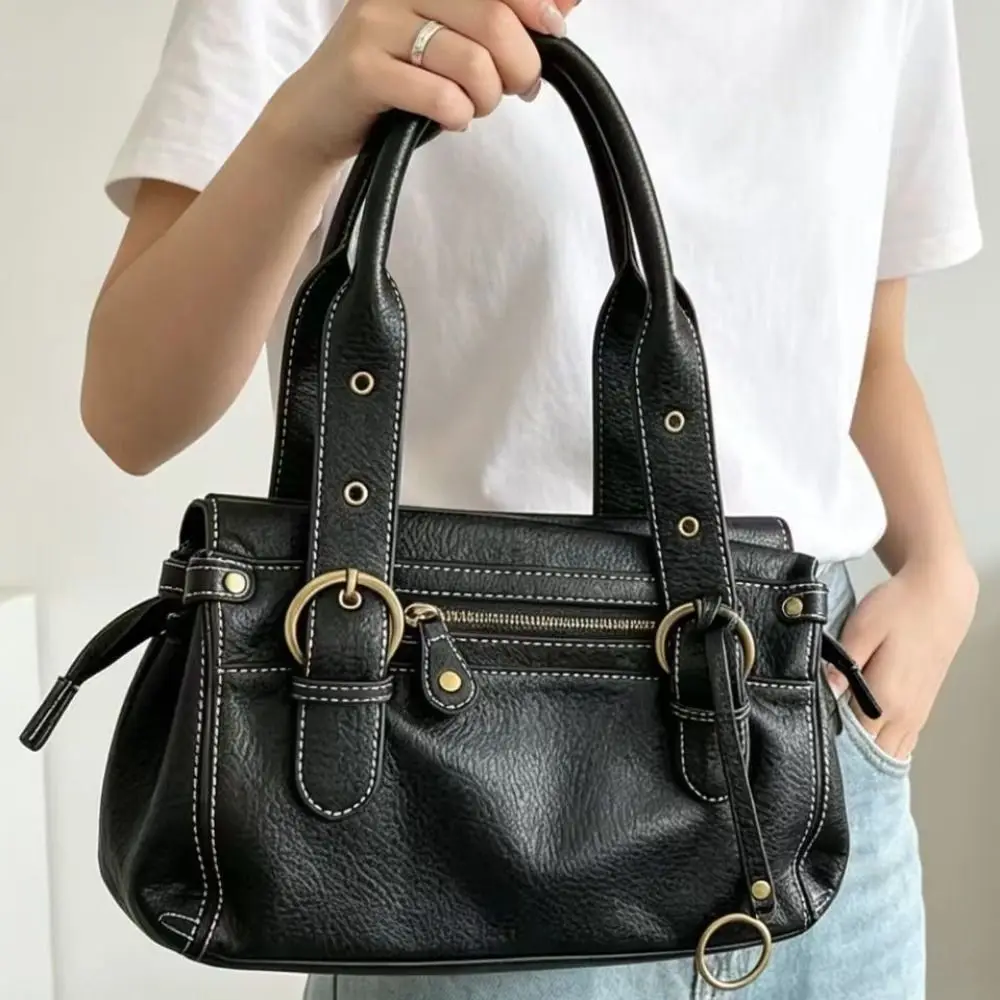 Bolso de mano gran capacidad piel sintética estilo vintage - imagen 4