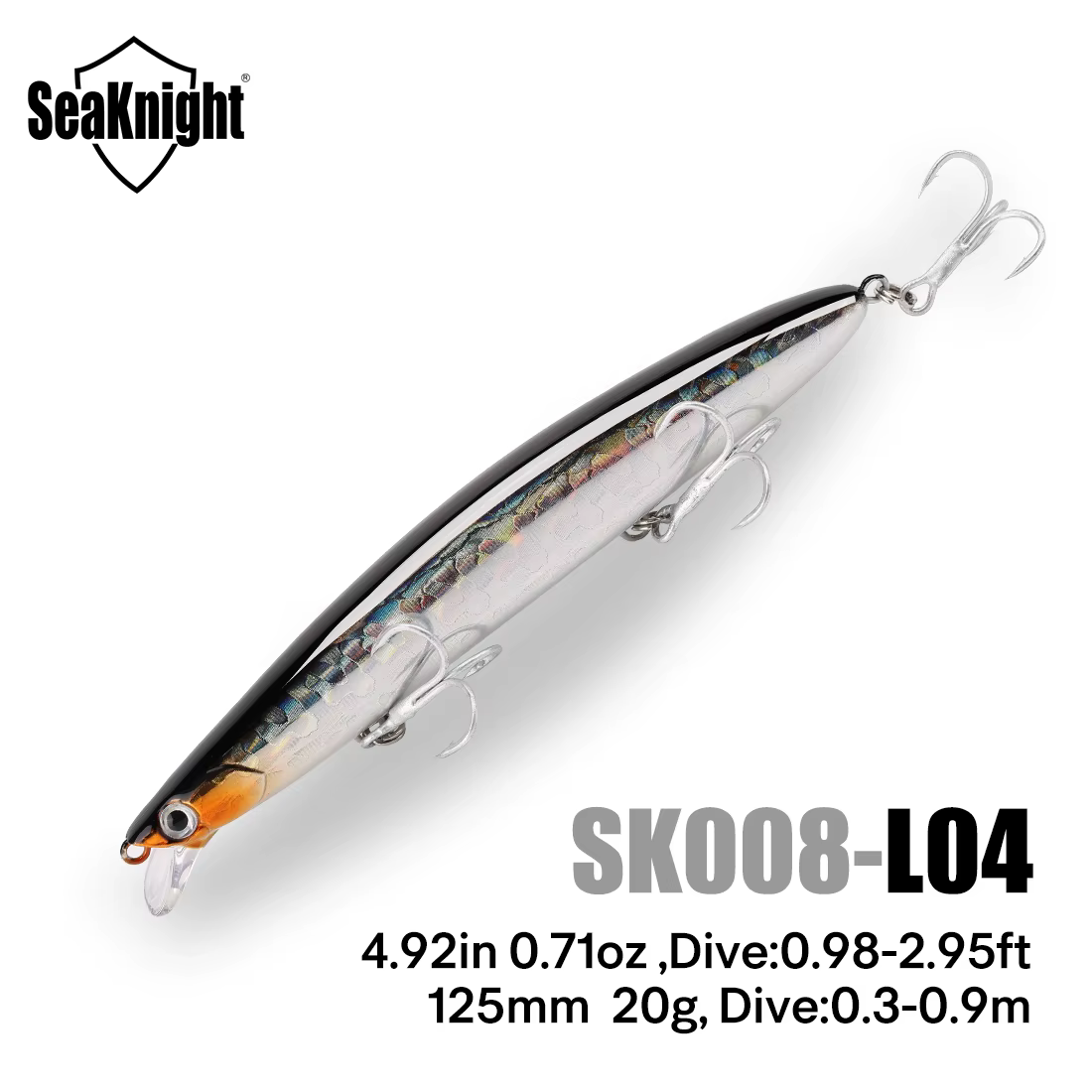 SeaKnight 08 Minnow hundimiento 0,3-0,9m – Señuelo duro lance súper largo