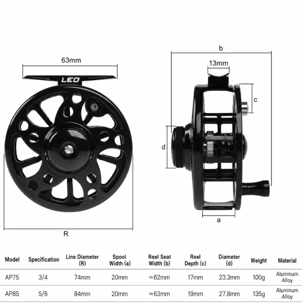 Carrete de Pesca a Mosca de Aluminio Reversible Portable - imagen 5