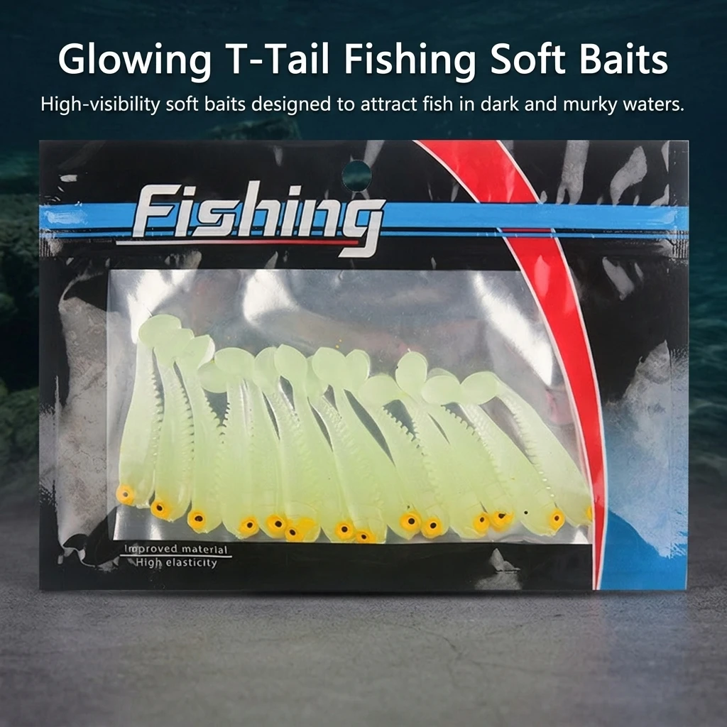 Señuelos de silicona con cola T fosforescentes para pesca nocturna - imagen 5