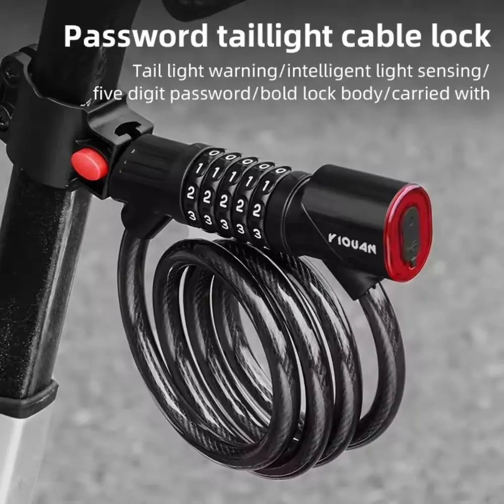 Candado para bici con código de seguridad y luz trasera USB recargable - imagen 2