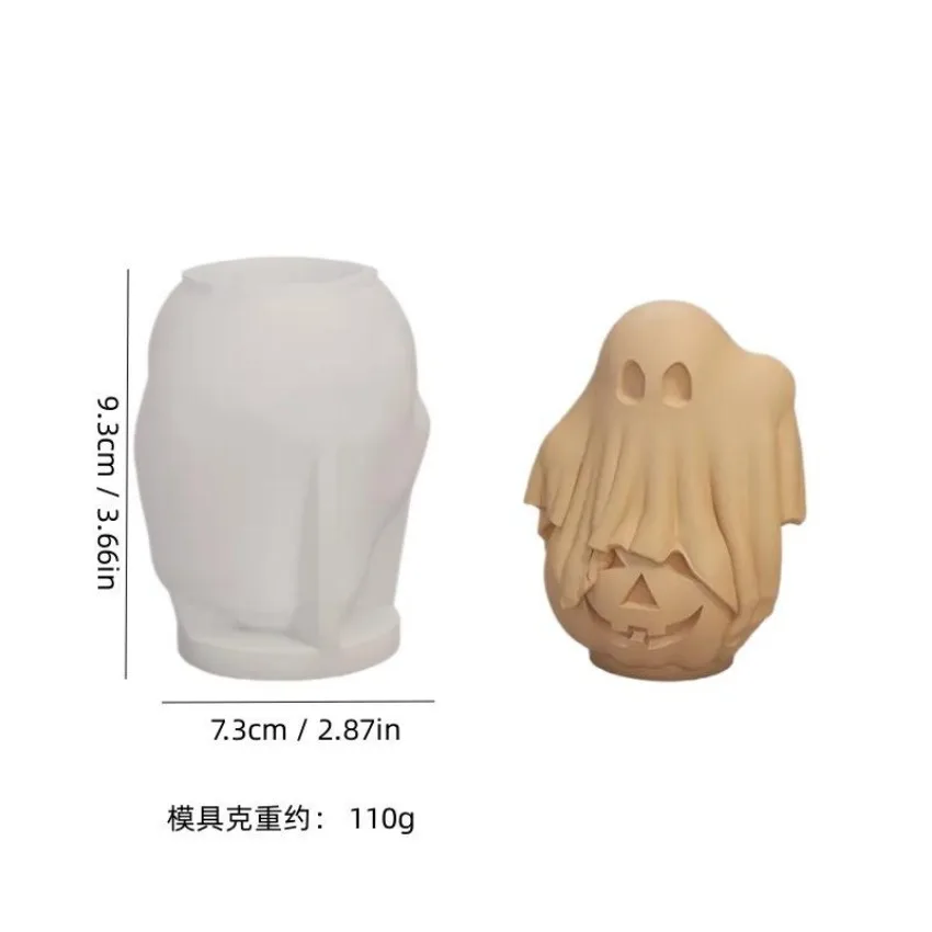 Molde de silicona 3D para velas de calabaza fantasma en Halloween - imagen 2