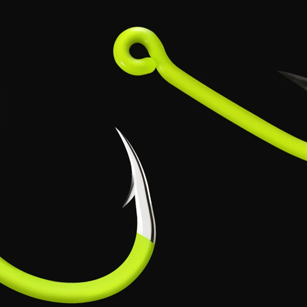 Anzuelo Octopus fluorescente verde de acero alto carbono para cebo vivo