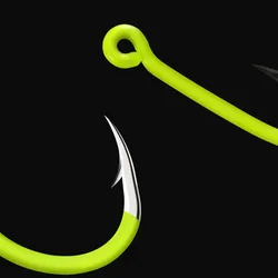 Anzuelo Octopus fluorescente verde de acero alto carbono para cebo vivo
