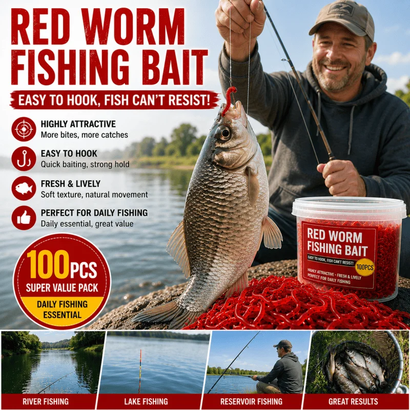 Vinilos lombriz de sangre roja para carpa, trucha y lubina crappie - imagen 2