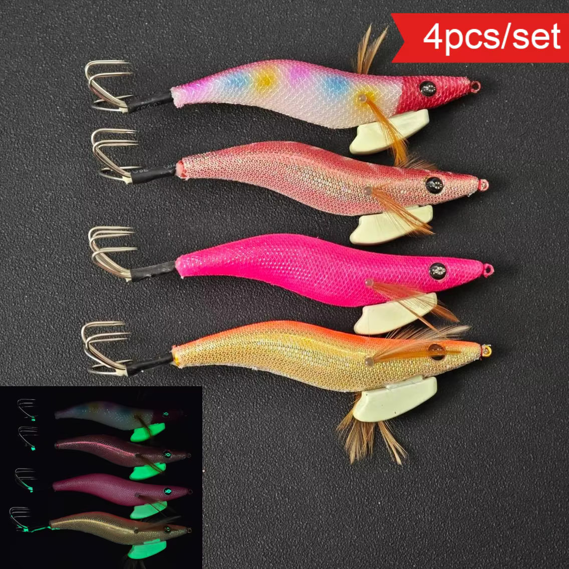 Señuelos camarón madera luminosos 14 cm para pesca en agua salada - imagen 3