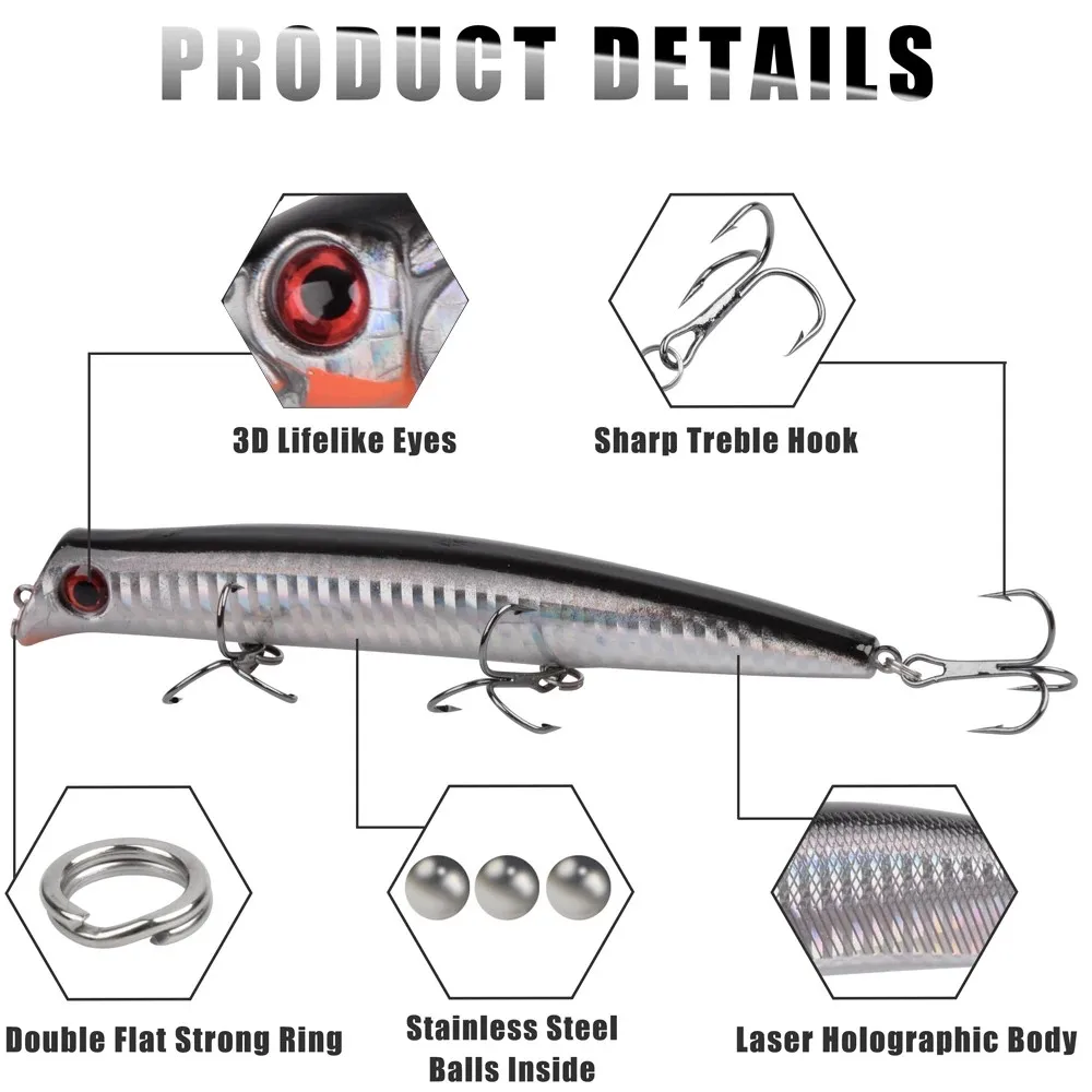 Señuelos Hard Minnow Lubina 6 uds - imagen 2