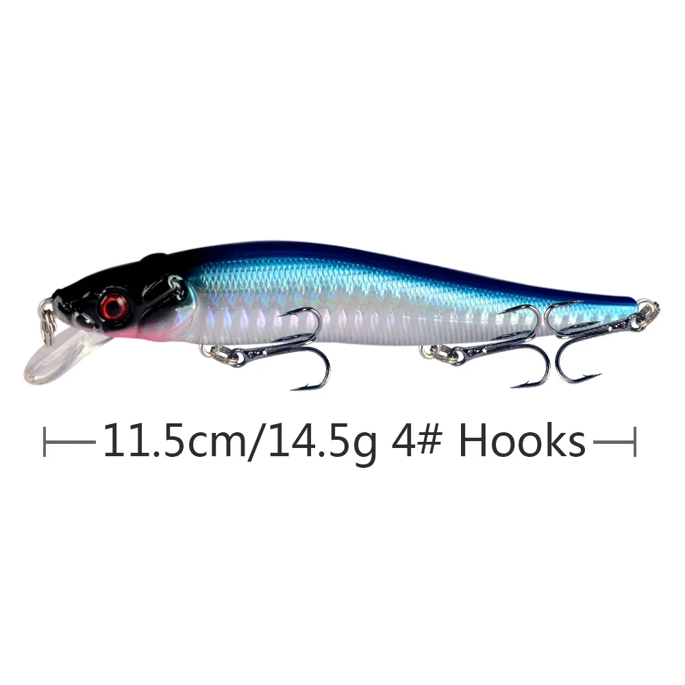 Minnow Crankbait con anzuelos triples – Ojos duros 3D para lucio - imagen 4