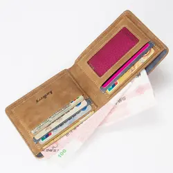 Cartera corta de cuero PU para hombre, gran capacidad y ranuras
