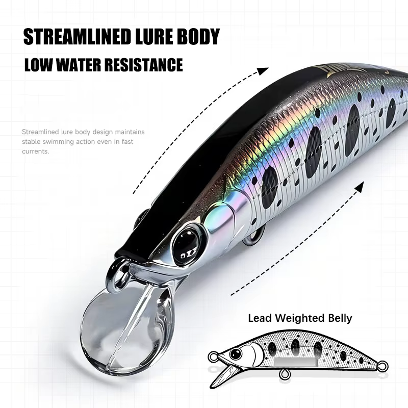 Señuelo Minnow Hundimiento Lento 5g – Anzuelos Teflón para Lubina, Trucha y Lucio - imagen 2