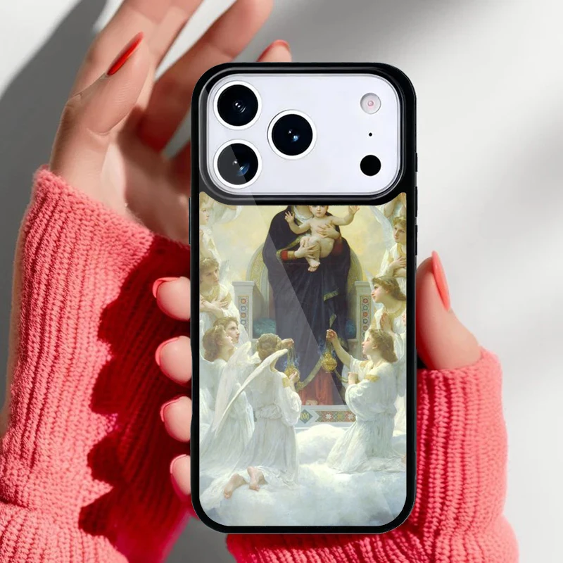 Detalle del diseño de María y Jesús en la funda