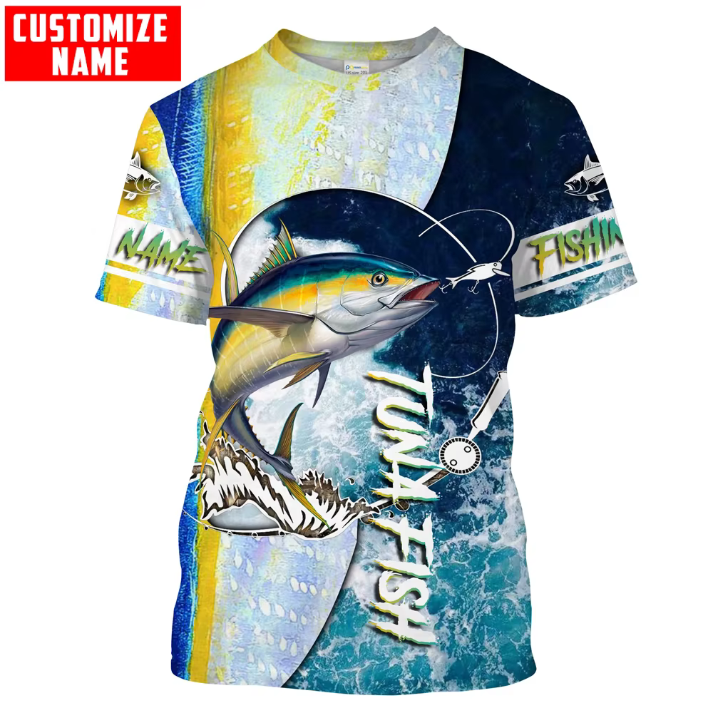 Camiseta pesca atún TX271 – Estampado 3D agua salada