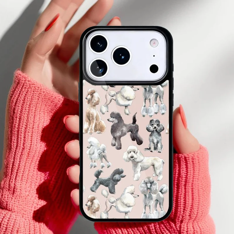 Funda con dibujo de perro poodle para iPhone