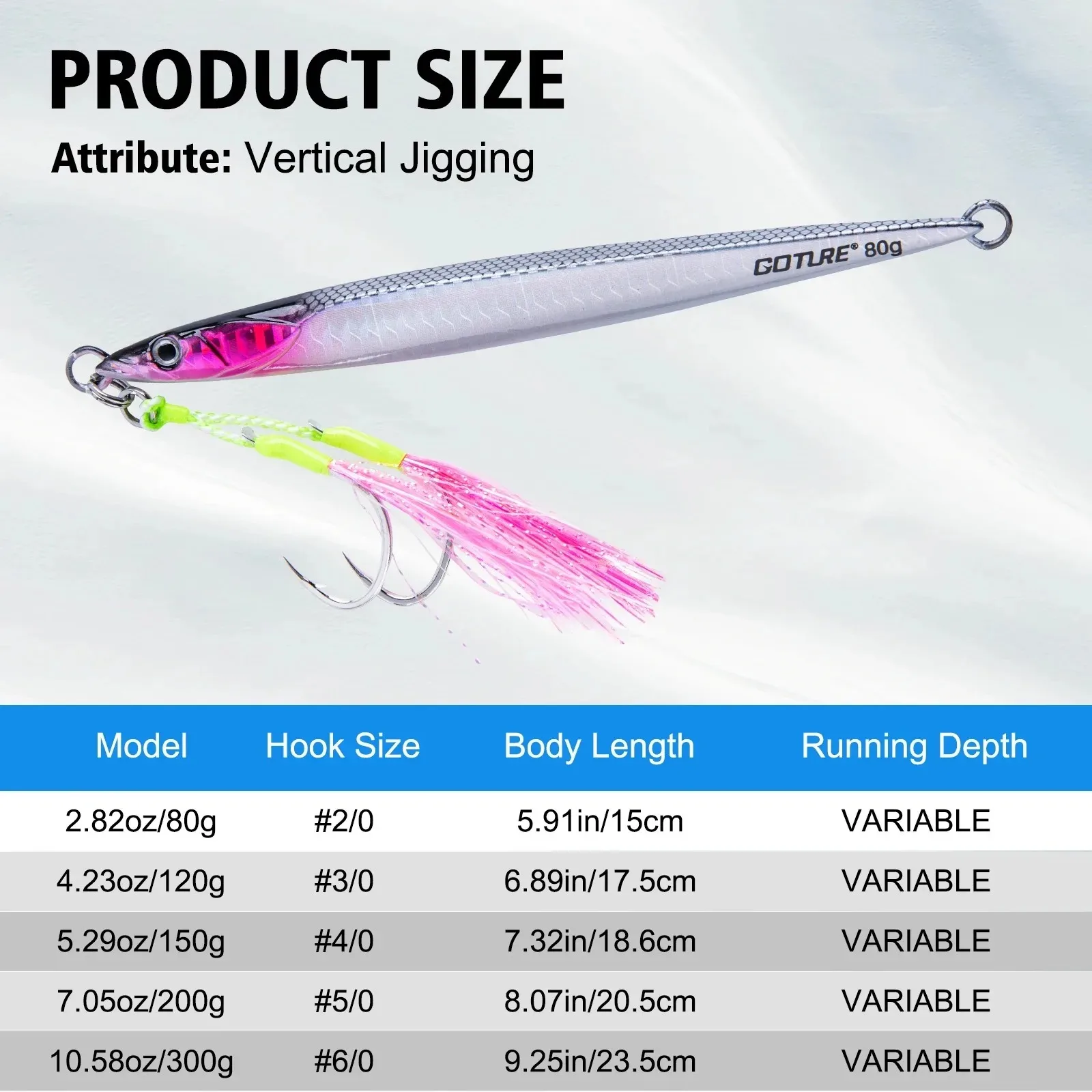 Goture Metal Jig con ojos 3D y doble púas UV para aguas profundas - imagen 4