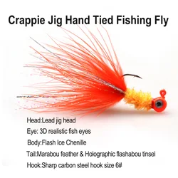 Vtwins Jig pluma marabú para crappie con bucktail y cabeza