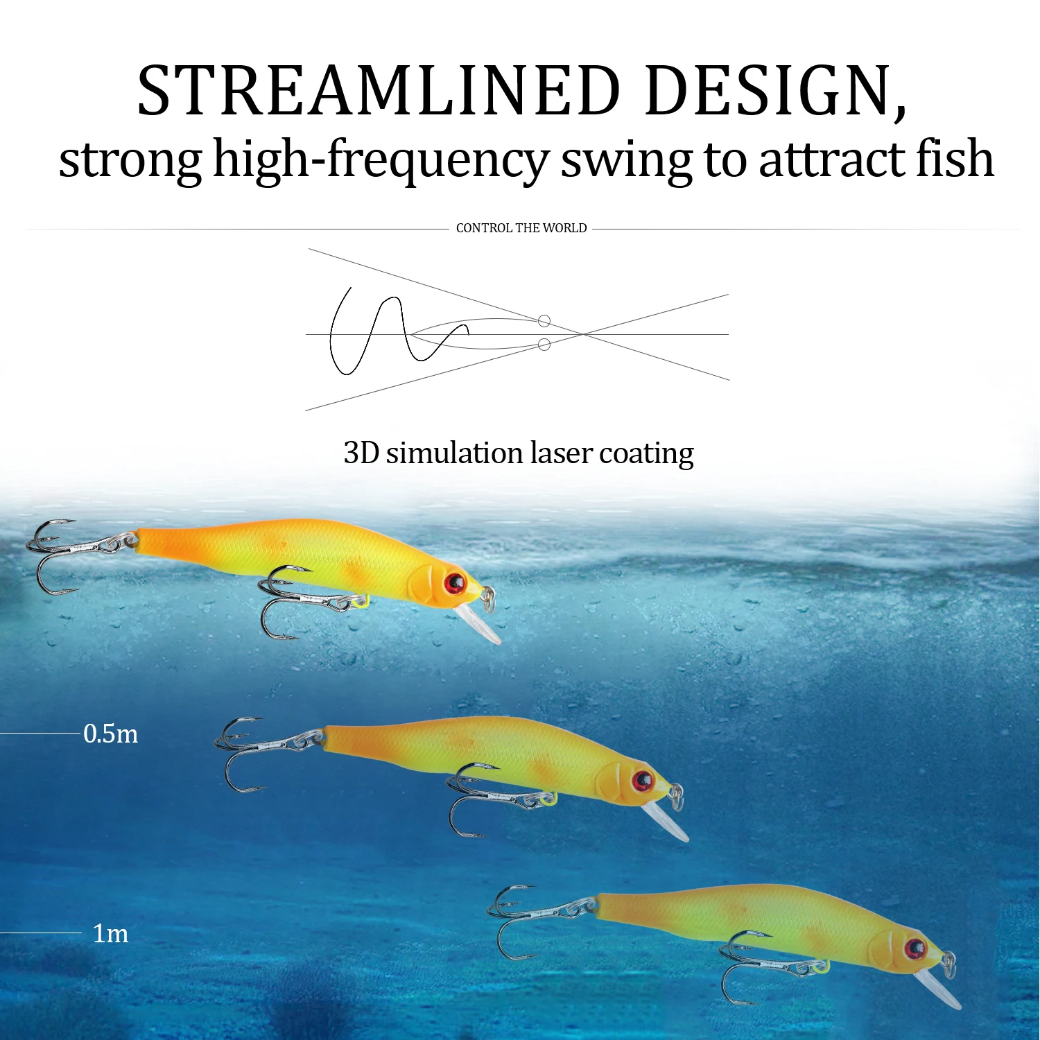 Wobbler hundido 8cm 8,5g – Ojos 3D para pesca