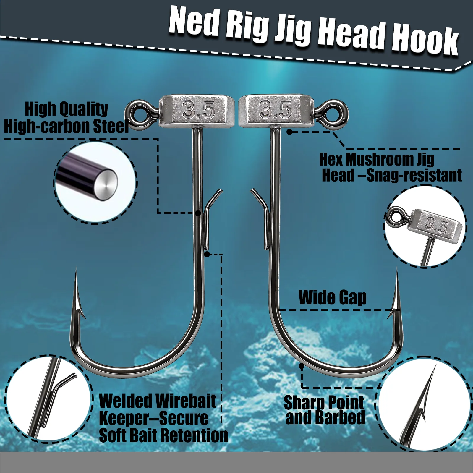 Cabezas hexagonales tipo hongo para montaje Ned Rig