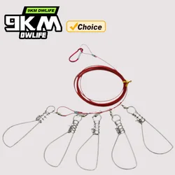 Cuerda de pesca roja con clips y sujetapeces de acero inoxidable
